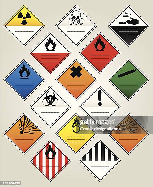 hazchem warning diamonds - acid warning stock illustrations