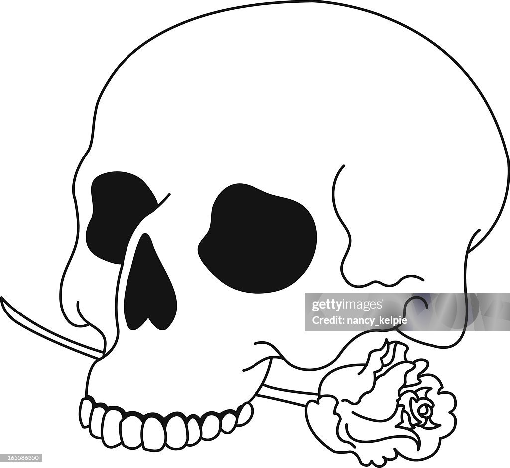 Skull with a rose
