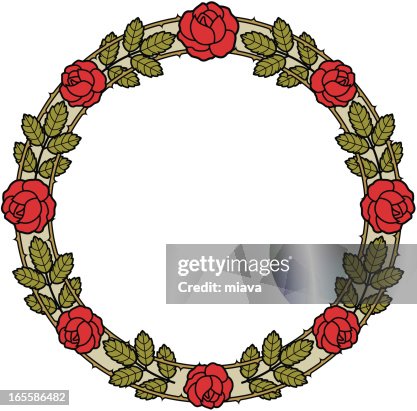 Vector Circle Of Roses Circle From Roses With A Black Contour High-Res Vector Graphic - Getty ...