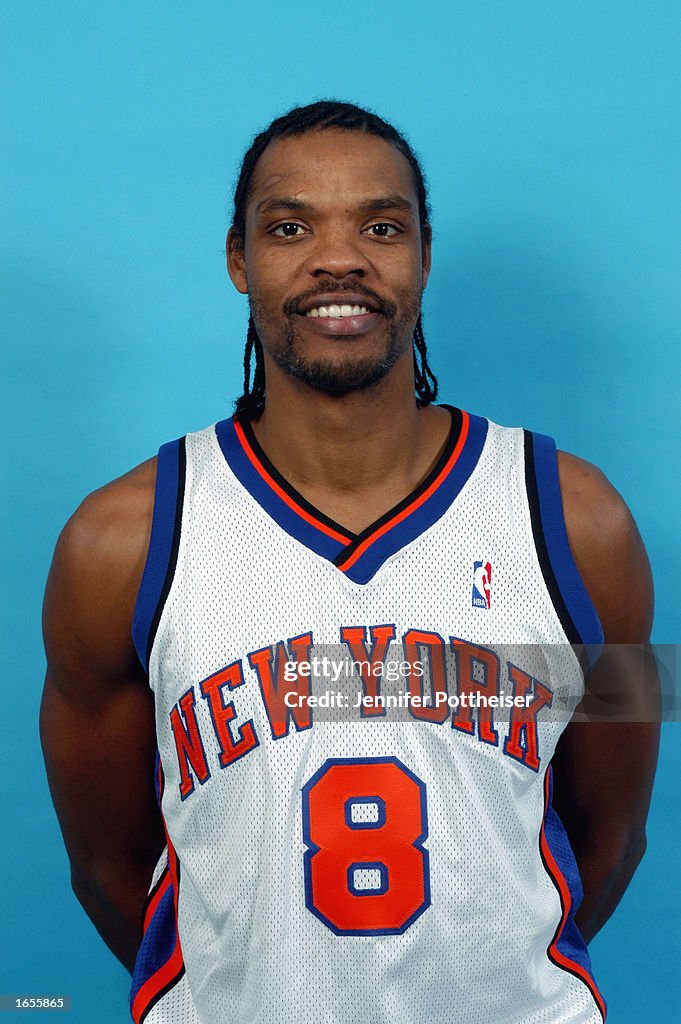 Latrell Sprewell of the New York Knicks poses during a portrait shoot