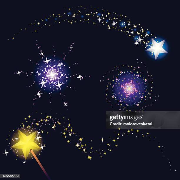 magic of stars - magic wand dust stock illustrations