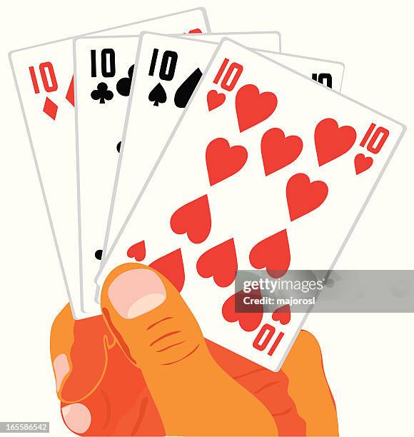 cards in the hand - winning hand stock illustrations