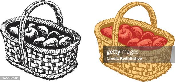 illustrations, cliparts, dessins animés et icônes de panier de fruits - coupe à fruits