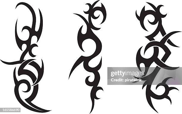 tribal tattoo-design - tätowierung stock-grafiken, -clipart, -cartoons und -symbole