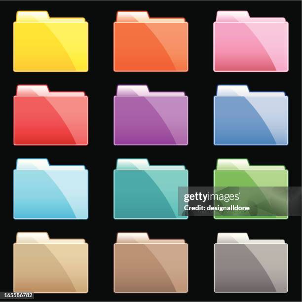 stockillustraties, clipart, cartoons en iconen met colorful gradient folders - keurig