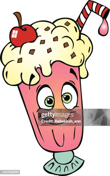 strawberry milkshake! - cherry smoothie stock illustrations