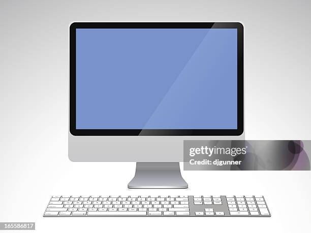 illustrazioni stock, clip art, cartoni animati e icone di tendenza di moderni computer e tastiera - tastiera di computer