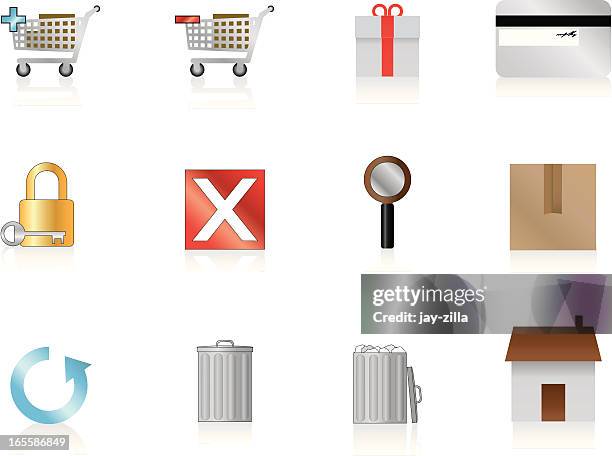 internet icons series 1 - e-commerce - packaging waste stock illustrations