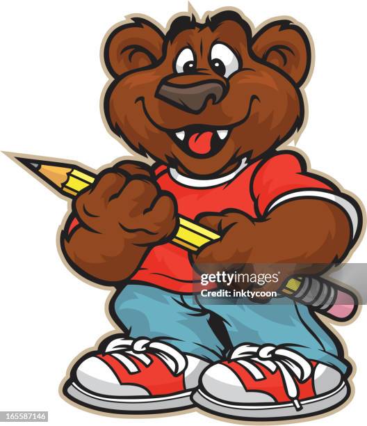 cuddly school bear - bear cub stock illustrations