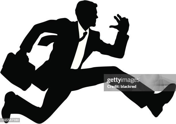 hurdle - businessman running stock illustrations