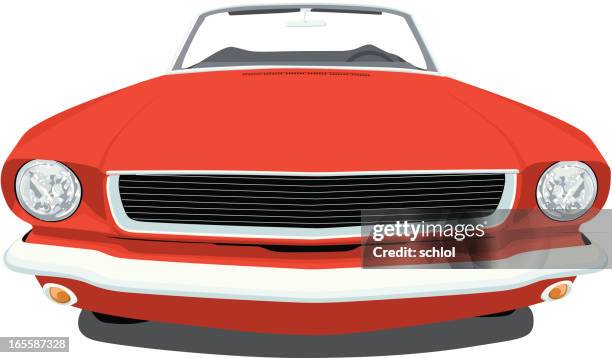 illustrations, cliparts, dessins animés et icônes de classique 1965 mustang - voiture décapotable