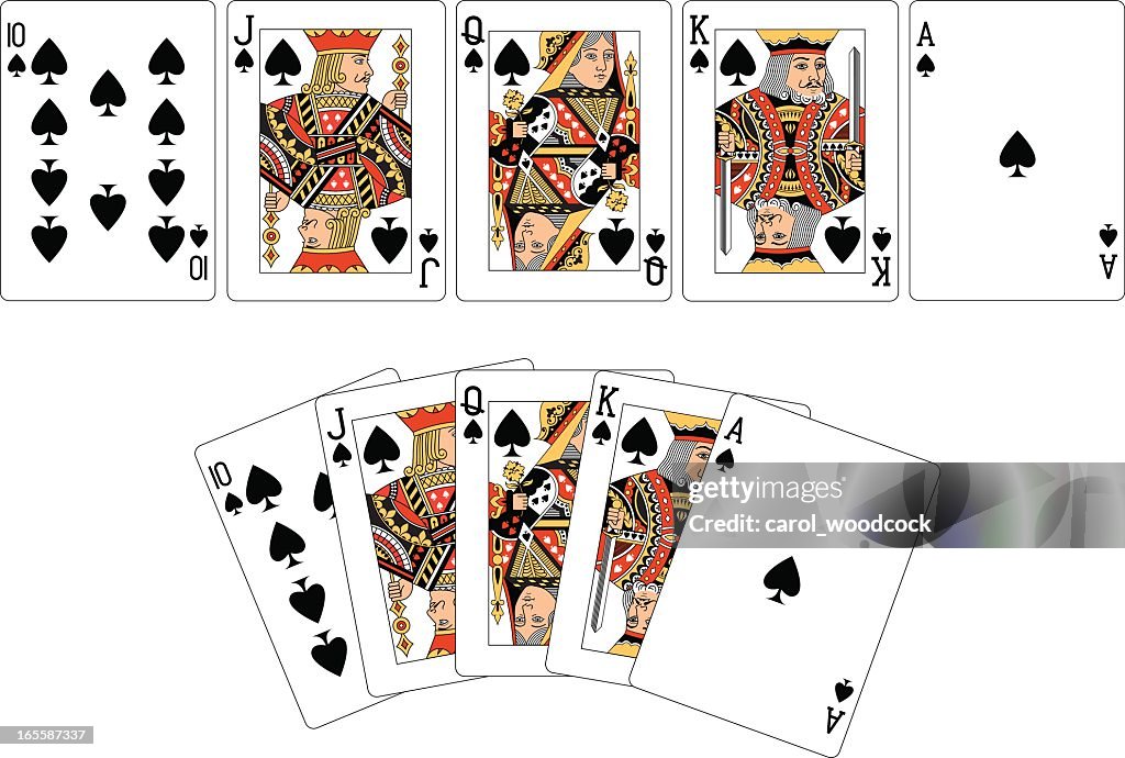 Spade Suit Two Royal Flush playing cards