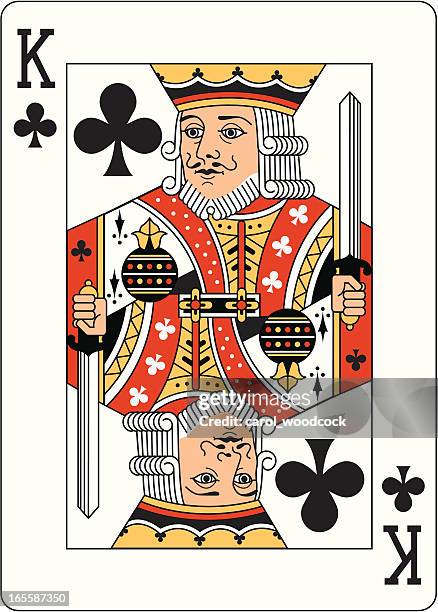 stockillustraties, clipart, cartoons en iconen met king of clubs two playing card - koning