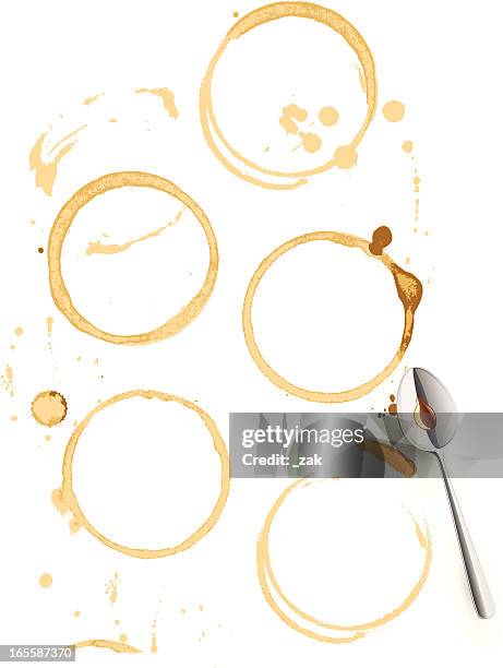 coffee rings - dirty silverware stock illustrations