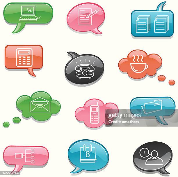 office communication - office computer thinking stock illustrations