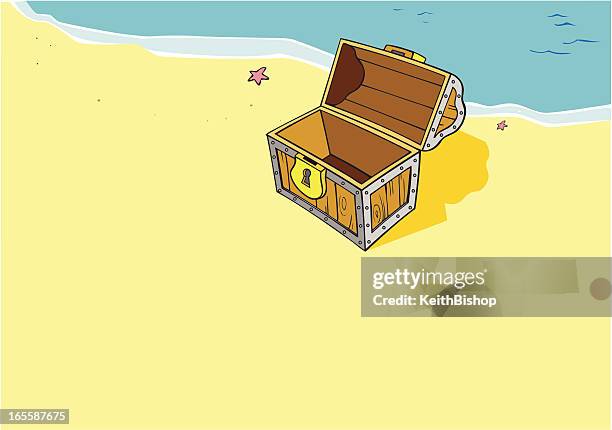 treasure chest - beach, cartoon - empty box stock illustrations