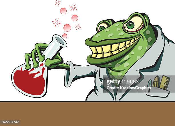 frog mad scientist with prince potion - mad scientist stock illustrations