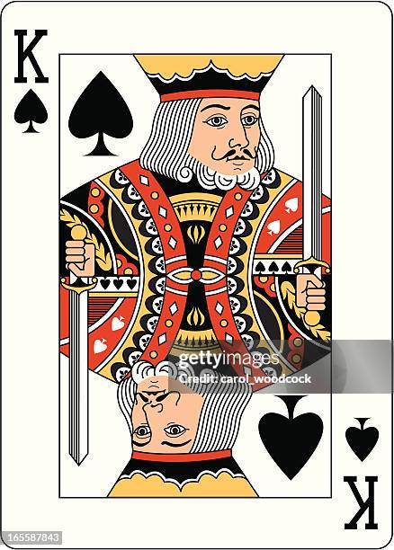 stockillustraties, clipart, cartoons en iconen met king of spades two playing card - letter k