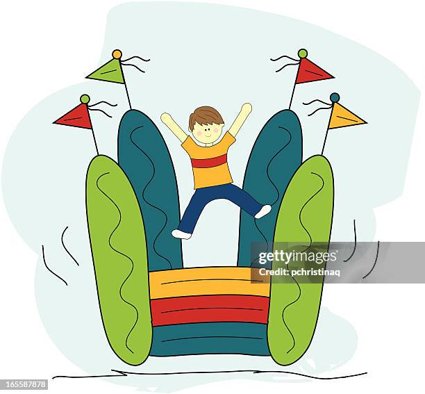bouncehouse fun - bouncy castle stock illustrations