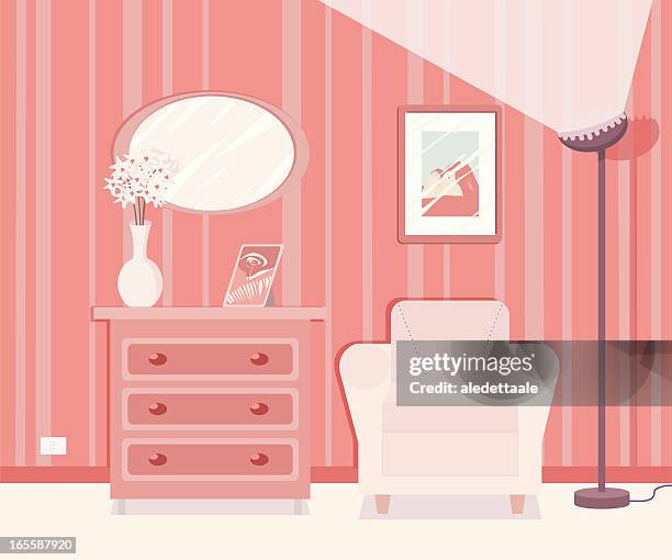 peach room - chest of drawers stock illustrations