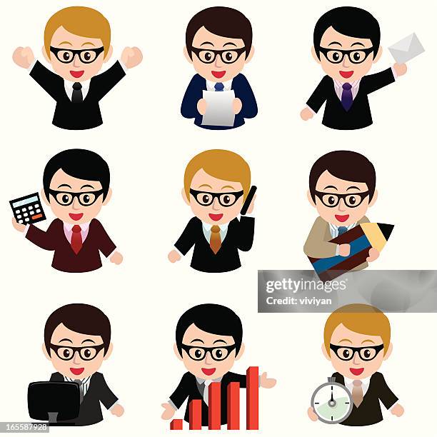 business man icon set - school secretary stock illustrations