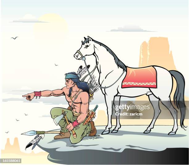 indian with horse - indian arrow stock illustrations