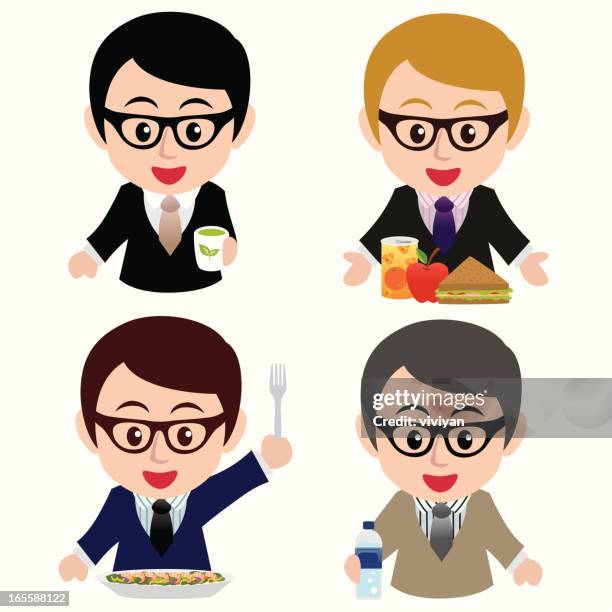 business man with healthy food - brown bread stock illustrations