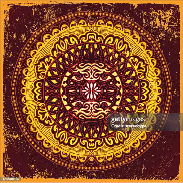 sun mandala - himalayan stock illustrations
