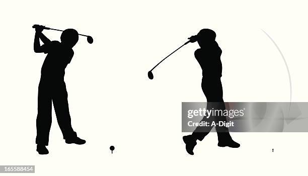 boy's golf vector silhouette - boys stock illustrations