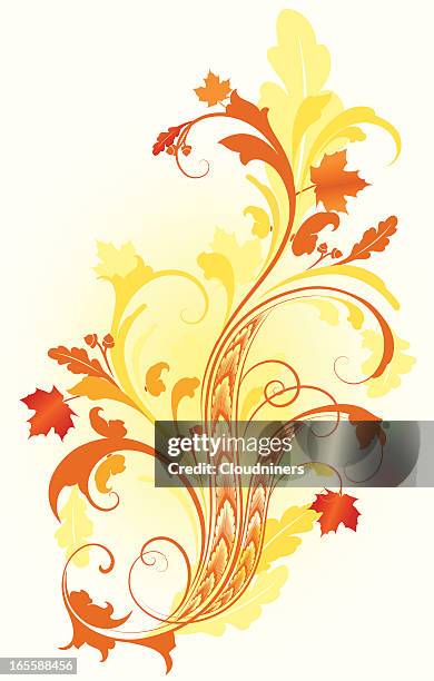 autumn scrolling - twisted tree stock illustrations
