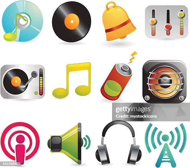 gloss web icons - set 3 (music) - surround sound stock illustrations