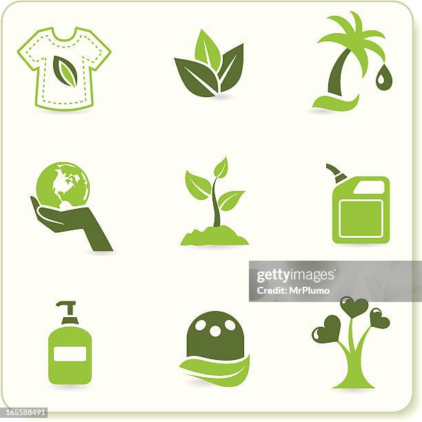 green eco symbols - palm oil production stock illustrations