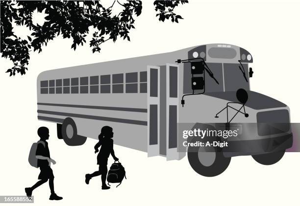 ride to school vector silhouette - backpack isolated stock illustrations