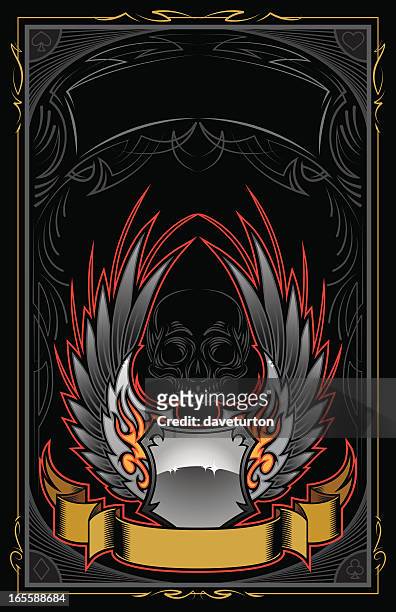 winged rock event poster - pinstripe stock illustrations