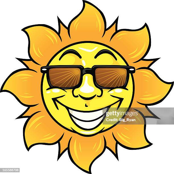 cartoon sun - sunglasses reflection stock illustrations