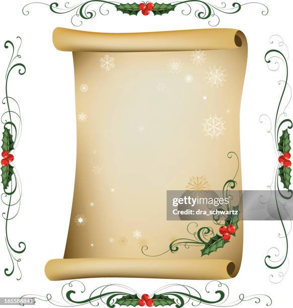 christmas manuscript - parchment scroll stock illustrations