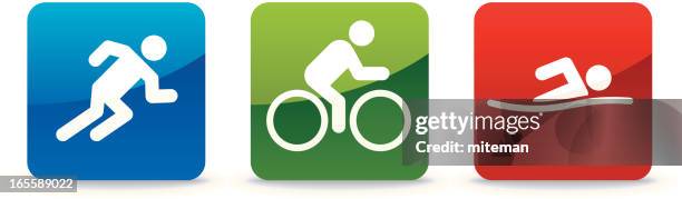 triathlon family | trilogy collection - group jogging stock illustrations