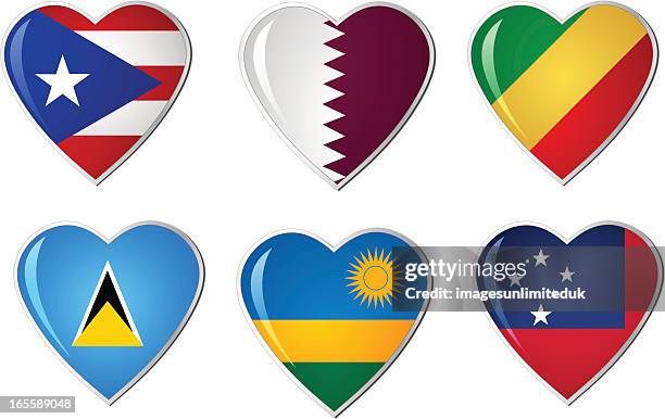 heart flags collection - making heart shape stock illustrations