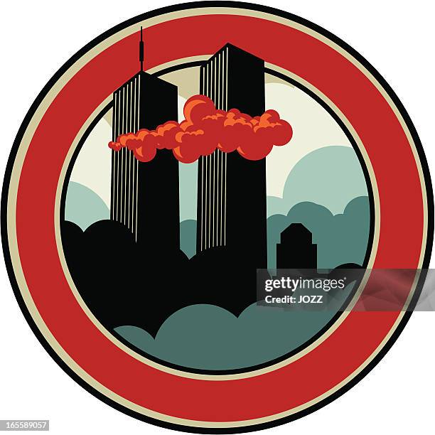bildbanksillustrationer, clip art samt tecknat material och ikoner med black eleven emblem - twin towers manhattan