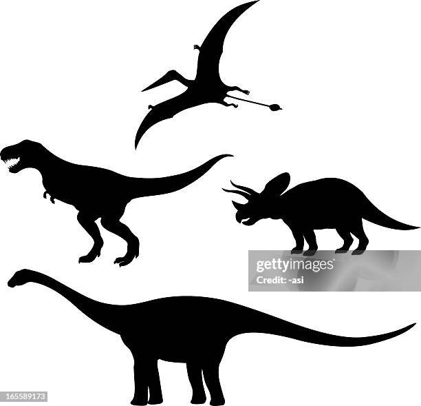 dinosaurs silhouette - t-rex stock illustrations