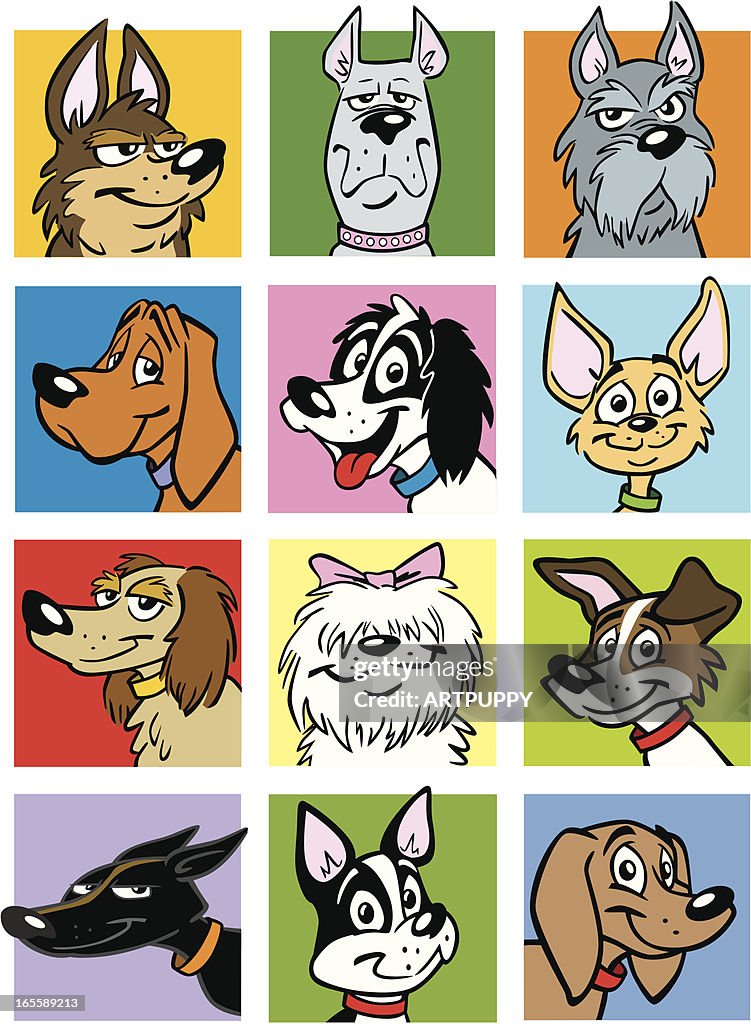 Cartoon Dog Heads With Various Breeds High-Res Vector Graphic - Getty Images