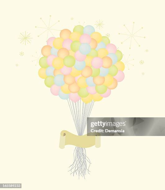 balloons with scroll - zero gravity stock illustrations