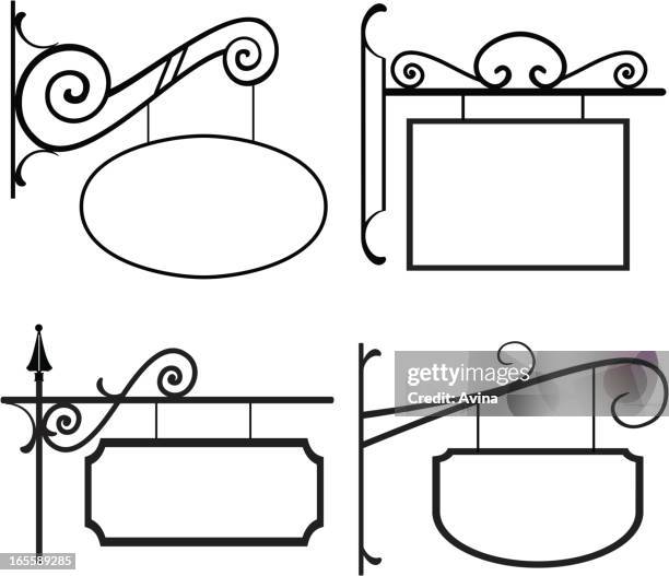 ラインアートの標識、錬鉄製のハンガー - 店の看板点のイラスト素材／クリップアート素材／マンガ素材／アイコン素材