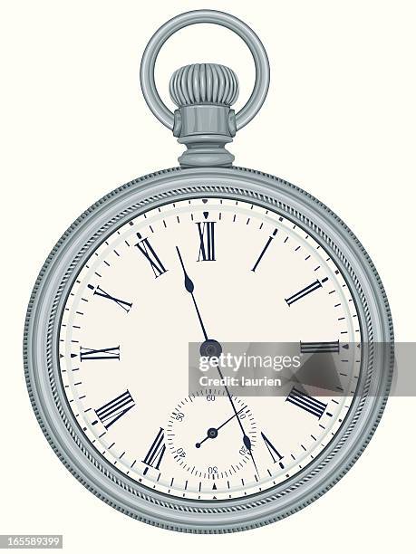 silberne taschenuhr - pocket watch stock-grafiken, -clipart, -cartoons und -symbole