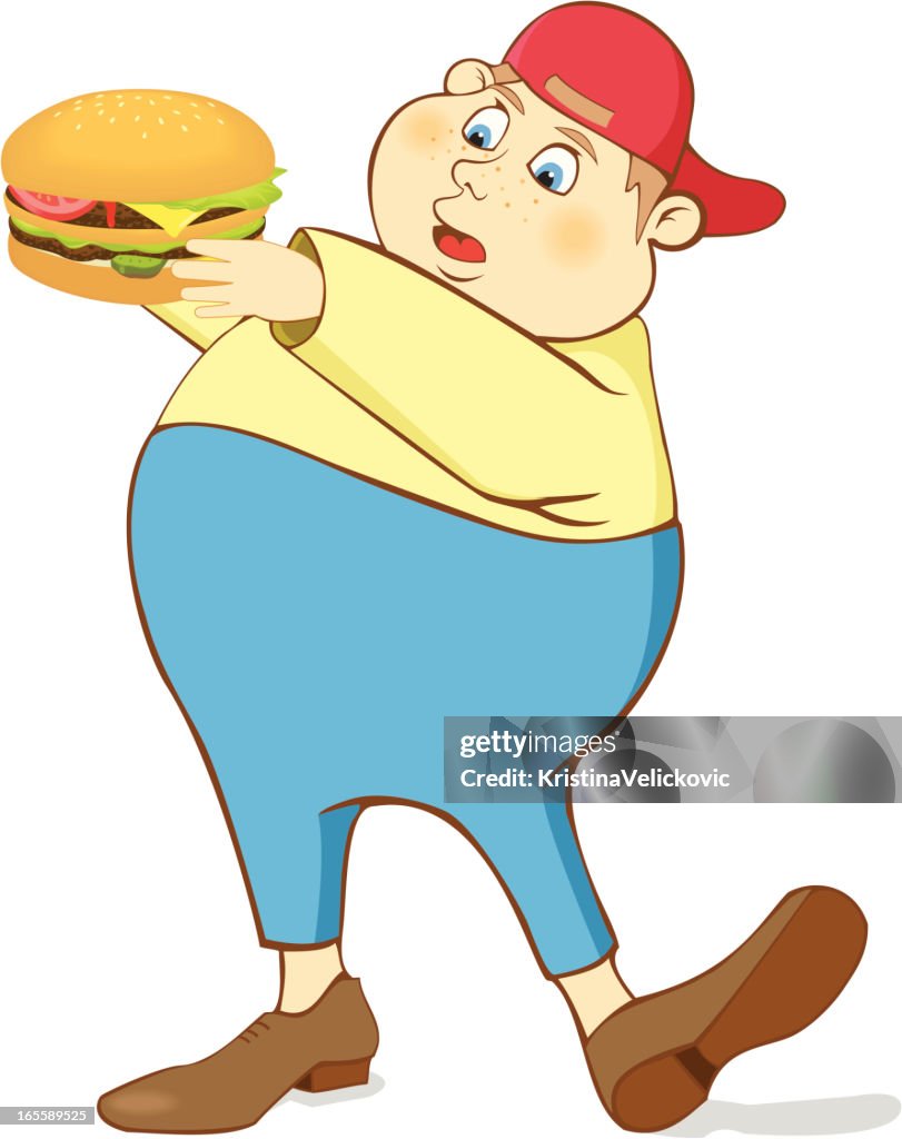 Junge mit hamburger-Schnellgericht