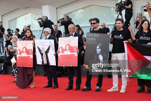 Patroness Caterina Murino, President of the Venice Biennale Roberto Cicutto, Director of the Festival Alberto Barbera, Jury member Santiago Mitre and...