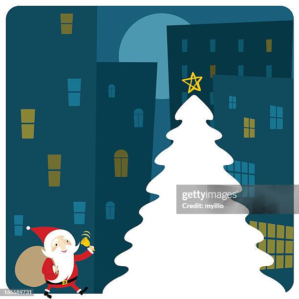 mini santa claus - snow window stock illustrations