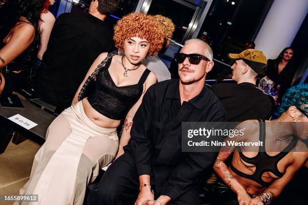 Ice Spice and Diplo at Dion Lee Spring 2024 Ready To Wear Fashion Show on September 9, 2023 in New York, New York.