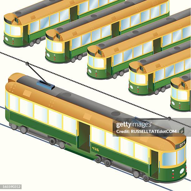 trams - tourist train stock illustrations