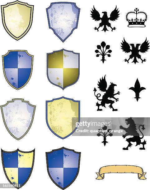 heraldry set - scroll pattern stock illustrations
